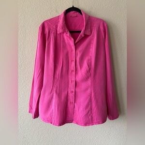 Tianello Hot Pink Tencel Buttery Soft Button Down L